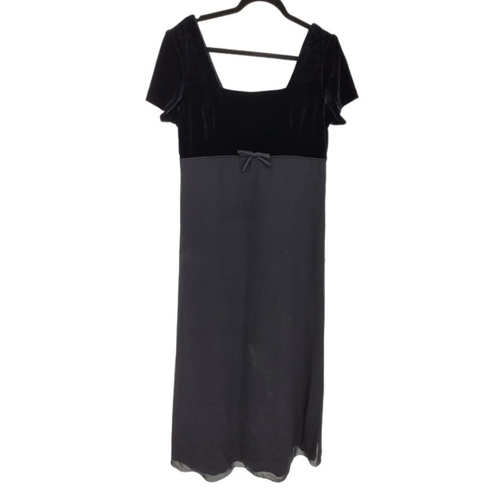 Michaelangelo womens 16 black velvet bodice lined skirt maxi dress bridal party